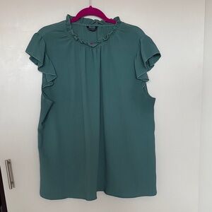 BloomChic Teal Blouse with Ruffle Detail